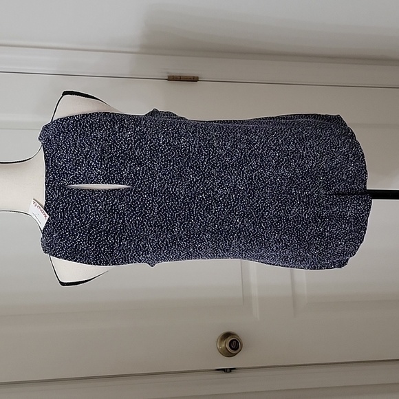 Chaus Size M Navy Blue with Gray and Silver Glittery Sleeveless Top, NEW w/ Tag - Picture 4 of 12